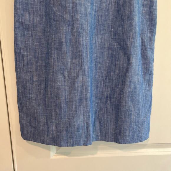 Talbots Women's Sleeveless Light Blue Chambray Dress Linen and Cotton Size 2 - Picture 3 of 9